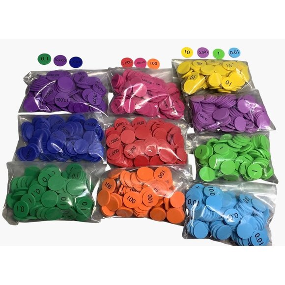 Place Value Disks 10 Values Counting Chips Math Manipulatives 1000 Pieces - Picture 9 of 9